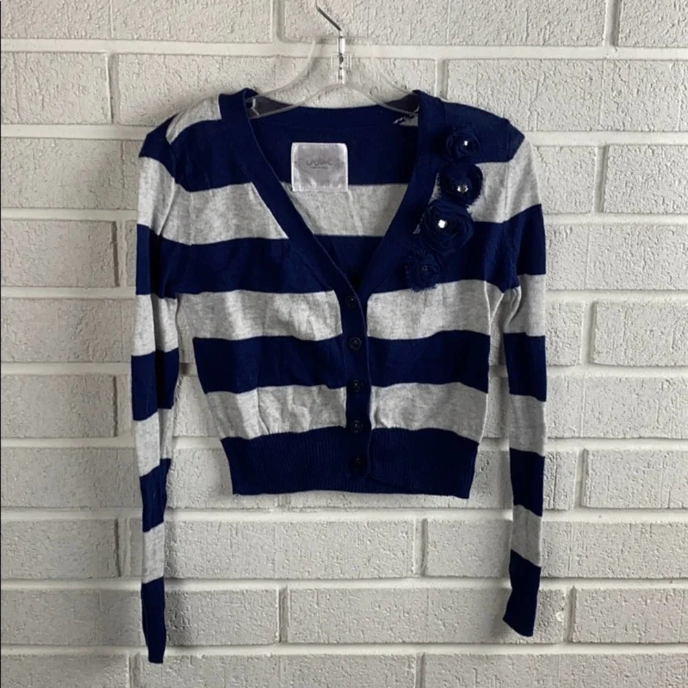 Justice Girls Navy & Gray Stripe Cardigan Size 7